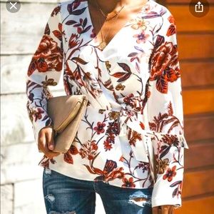 Floral Wrap Blouse by Vici